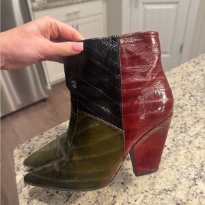 Tory Burch Red, Black, and Green Heeled Boots
